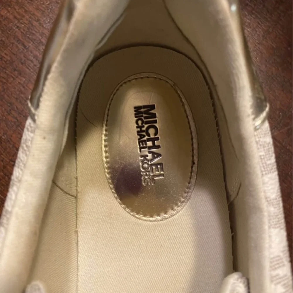 Michael Kors Cream and Gold Women's Sneakers - Picture 6 of 10
